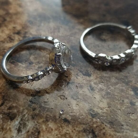 ❤ Silver Crystal Ring Set size 9 - Picture 3 of 6